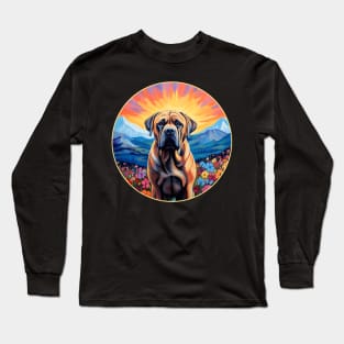 Boerboel Mountain Flower Cute Colorful Puppy Dog Long Sleeve T-Shirt